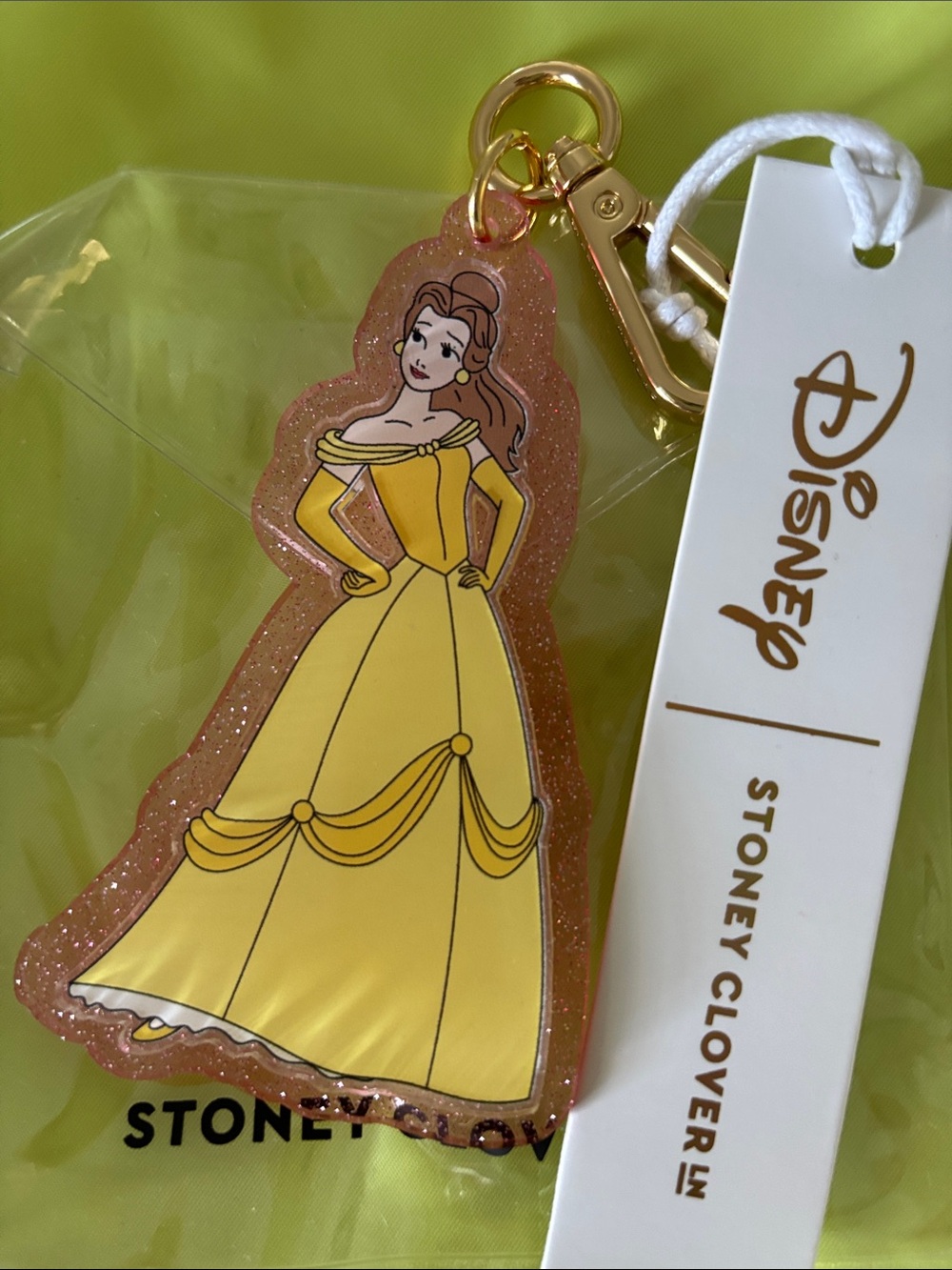 Stoney Clover Lane Disney Belle Yellow Glitter Keychain-Firm price